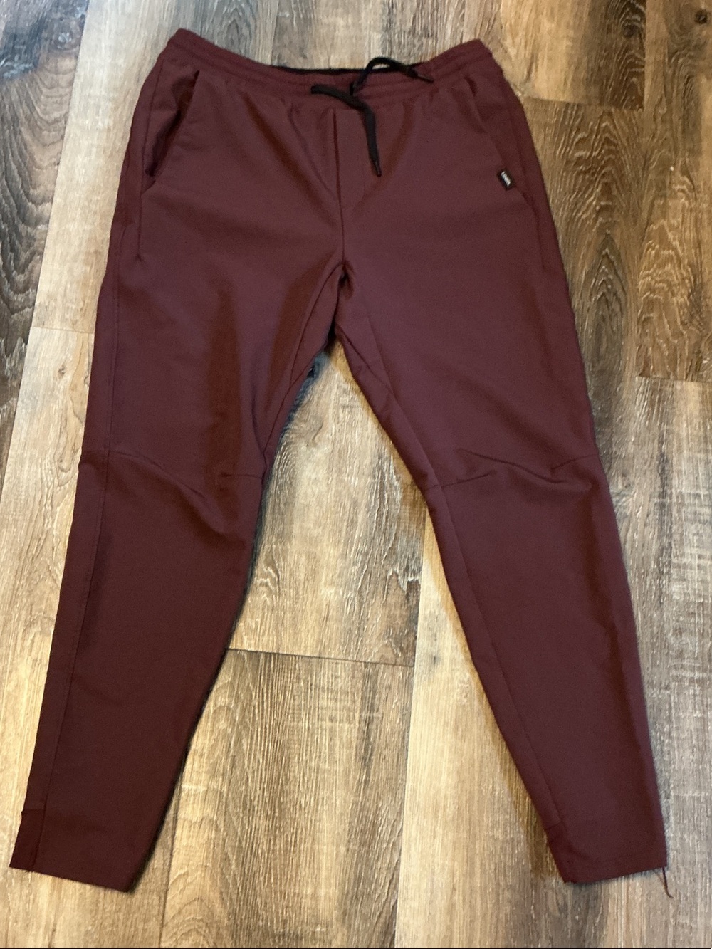 Men's Burgundy Athletic Jogger Pants with Drawstring